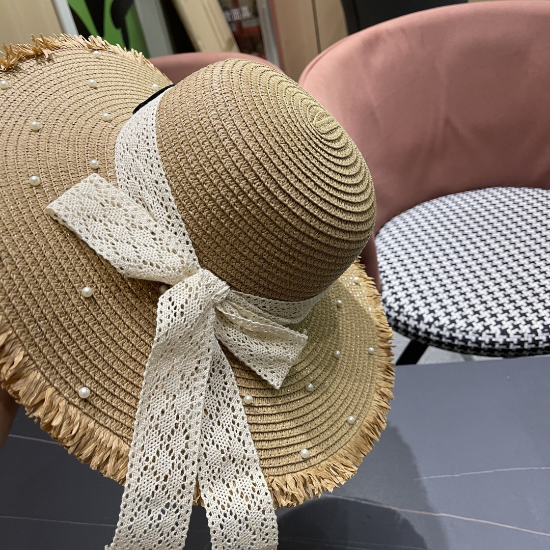  蒙口moncler草帽蝴蝶结帽子女款2025 新款夏季防晒帽大帽檐
遮阳帽透气法式草帽