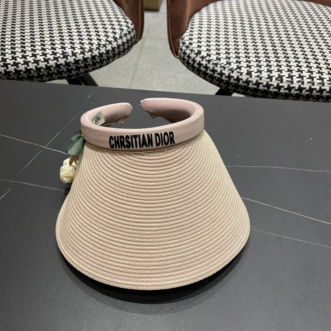  迪奥Dior新款日系蝴蝶结空顶帽女春夏出游遮阳防晒帽大
帽檐显脸小太阳盆帽