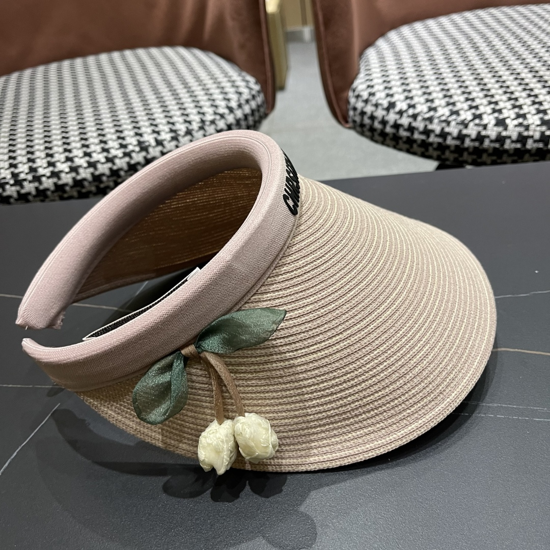  迪奥Dior新款日系蝴蝶结空顶帽女春夏出游遮阳防晒帽大
帽檐显脸小太阳盆帽