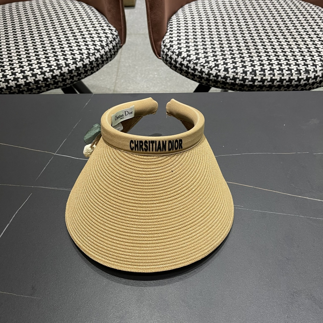  迪奥Dior新款日系蝴蝶结空顶帽女春夏出游遮阳防晒帽大
帽檐显脸小太阳盆帽
