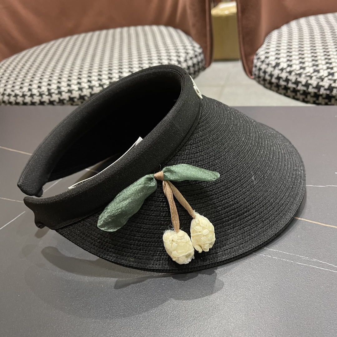  迪奥Dior新款日系蝴蝶结空顶帽女春夏出游遮阳防晒帽大
帽檐显脸小太阳盆帽