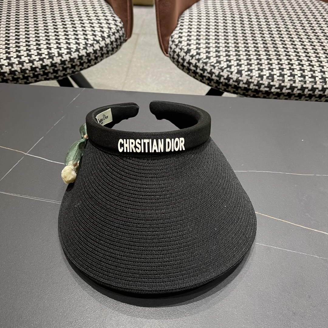  迪奥Dior新款日系蝴蝶结空顶帽女春夏出游遮阳防晒帽大
帽檐显脸小太阳盆帽