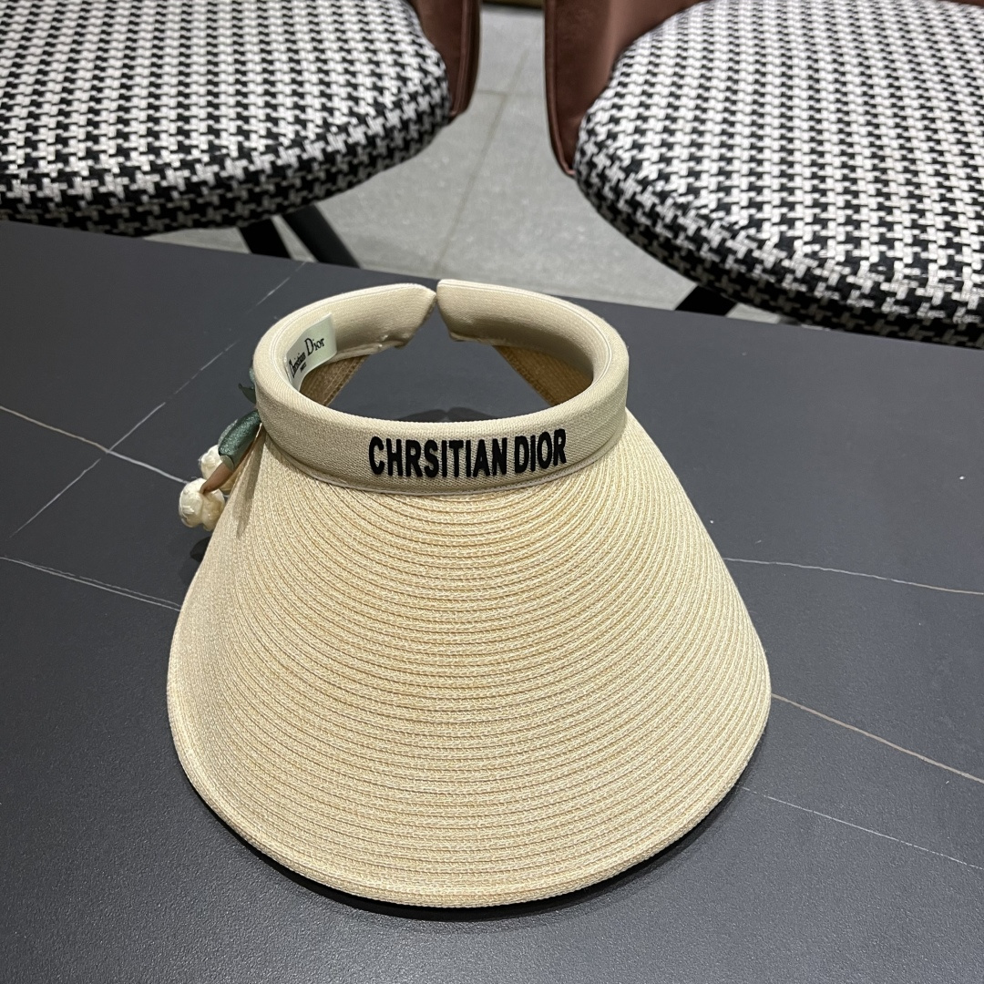  迪奥Dior新款日系蝴蝶结空顶帽女春夏出游遮阳防晒帽大
帽檐显脸小太阳盆帽