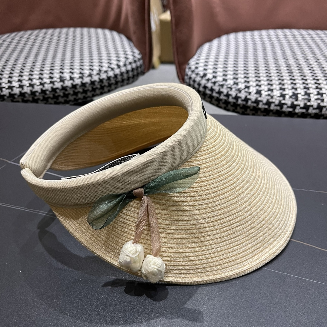  迪奥Dior新款日系蝴蝶结空顶帽女春夏出游遮阳防晒帽大
帽檐显脸小太阳盆帽