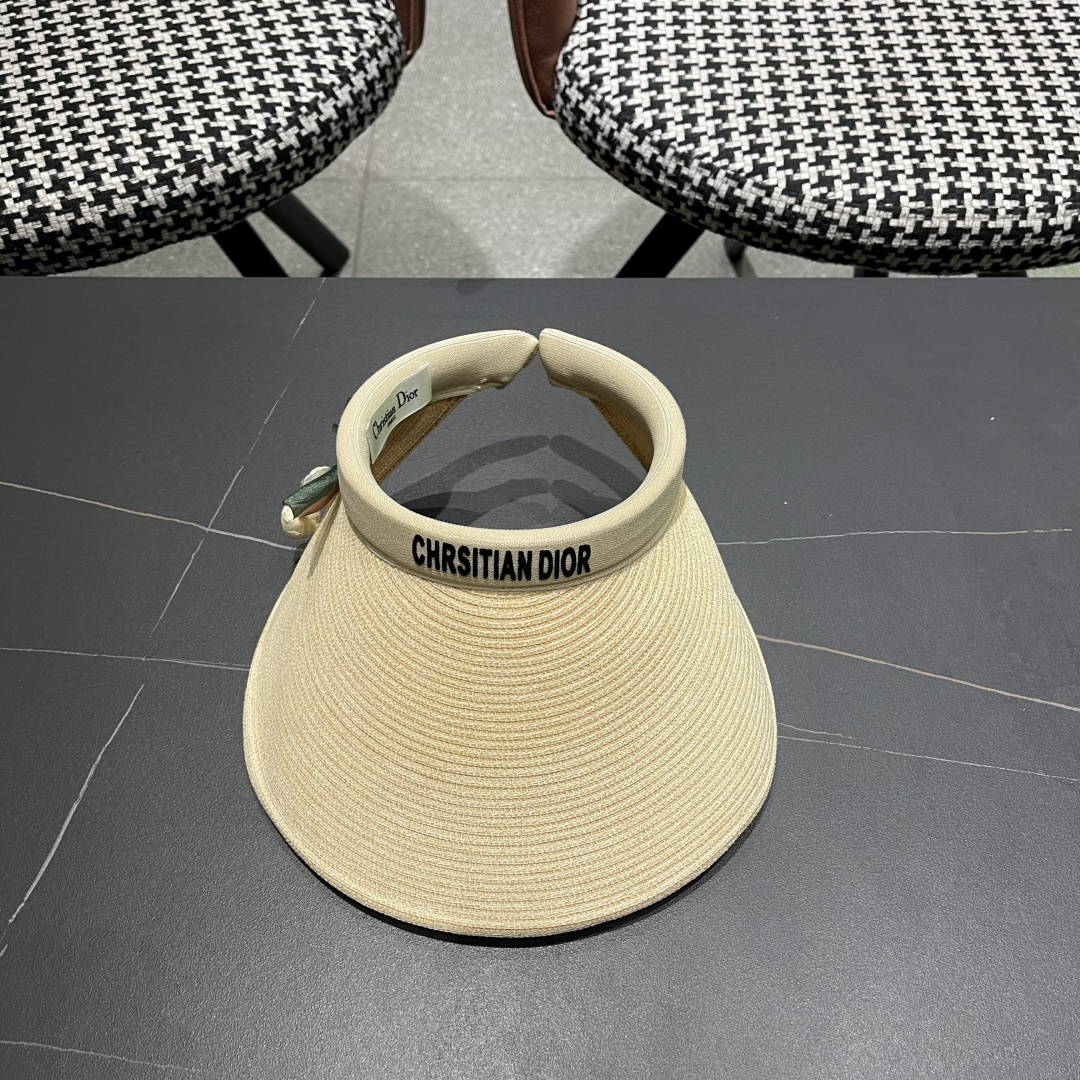  迪奥Dior新款日系蝴蝶结空顶帽女春夏出游遮阳防晒帽大
帽檐显脸小太阳盆帽