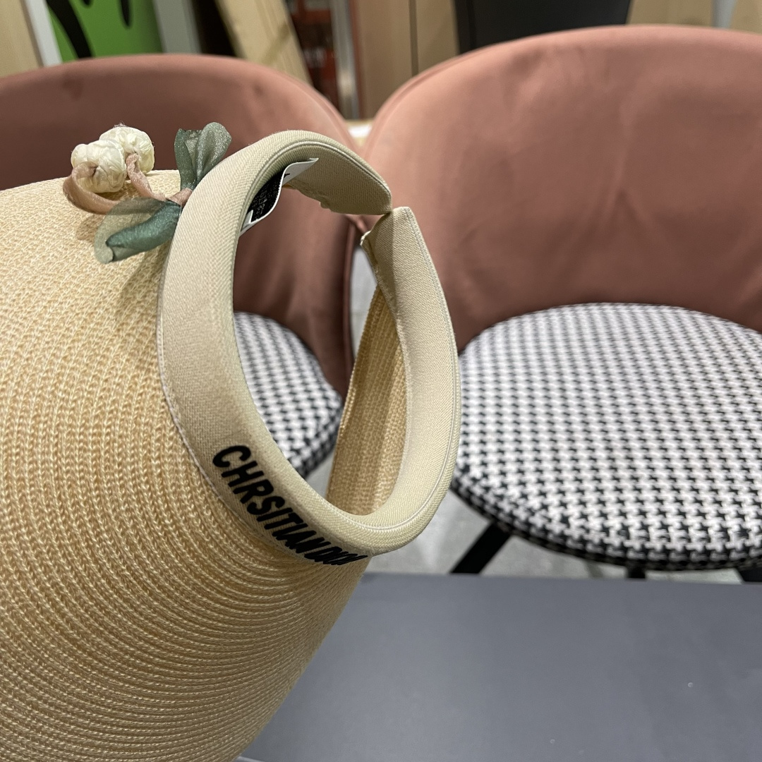  迪奥Dior新款日系蝴蝶结空顶帽女春夏出游遮阳防晒帽大
帽檐显脸小太阳盆帽