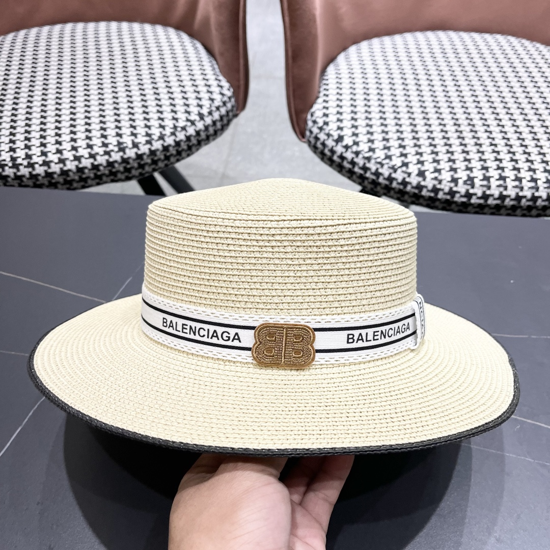 【巴黎世家】2025新款草编遮阳草帽🤩沙滩风，简约大方，新款帽型超美腻，新品上架