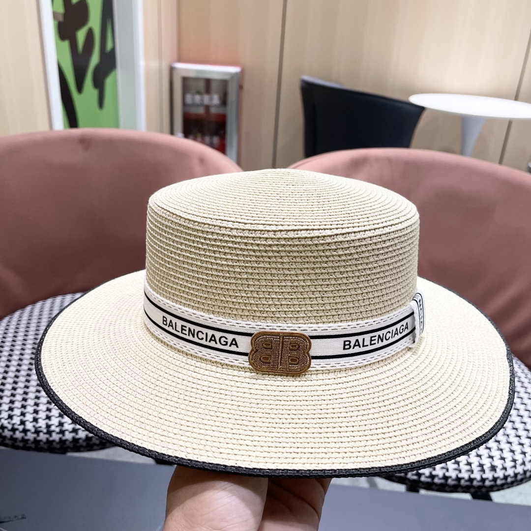 【巴黎世家】2025新款草编遮阳草帽🤩沙滩风，简约大方，新款帽型超美腻，新品上架