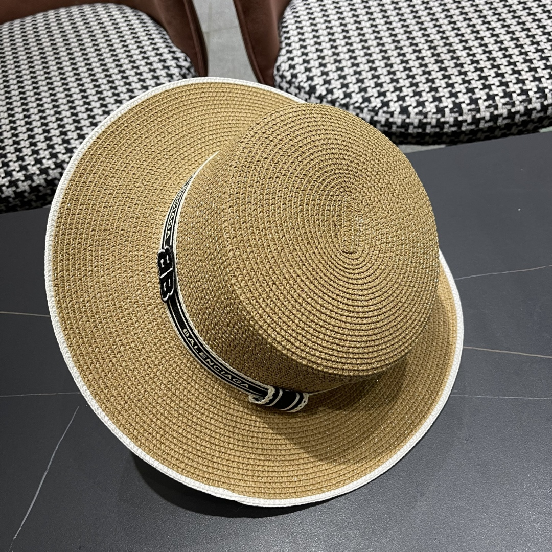 【巴黎世家】2025新款草编遮阳草帽🤩沙滩风，简约大方，新款帽型超美腻，新品上架