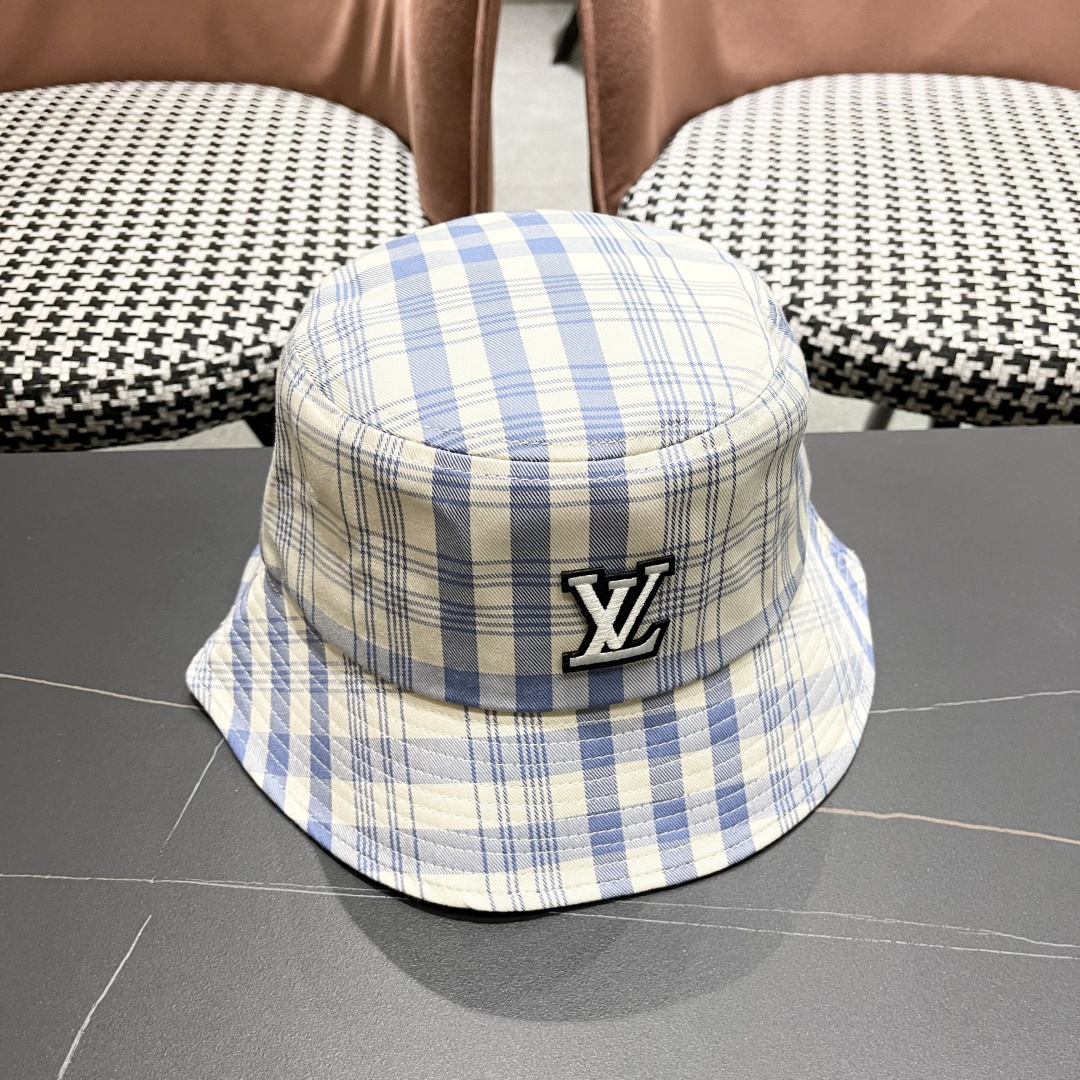  棒球帽 渔夫帽 Lv路易威登宅女同款蓝色格子棒球帽女春夏百搭
显脸小鸭舌帽休闲小清新渔夫帽