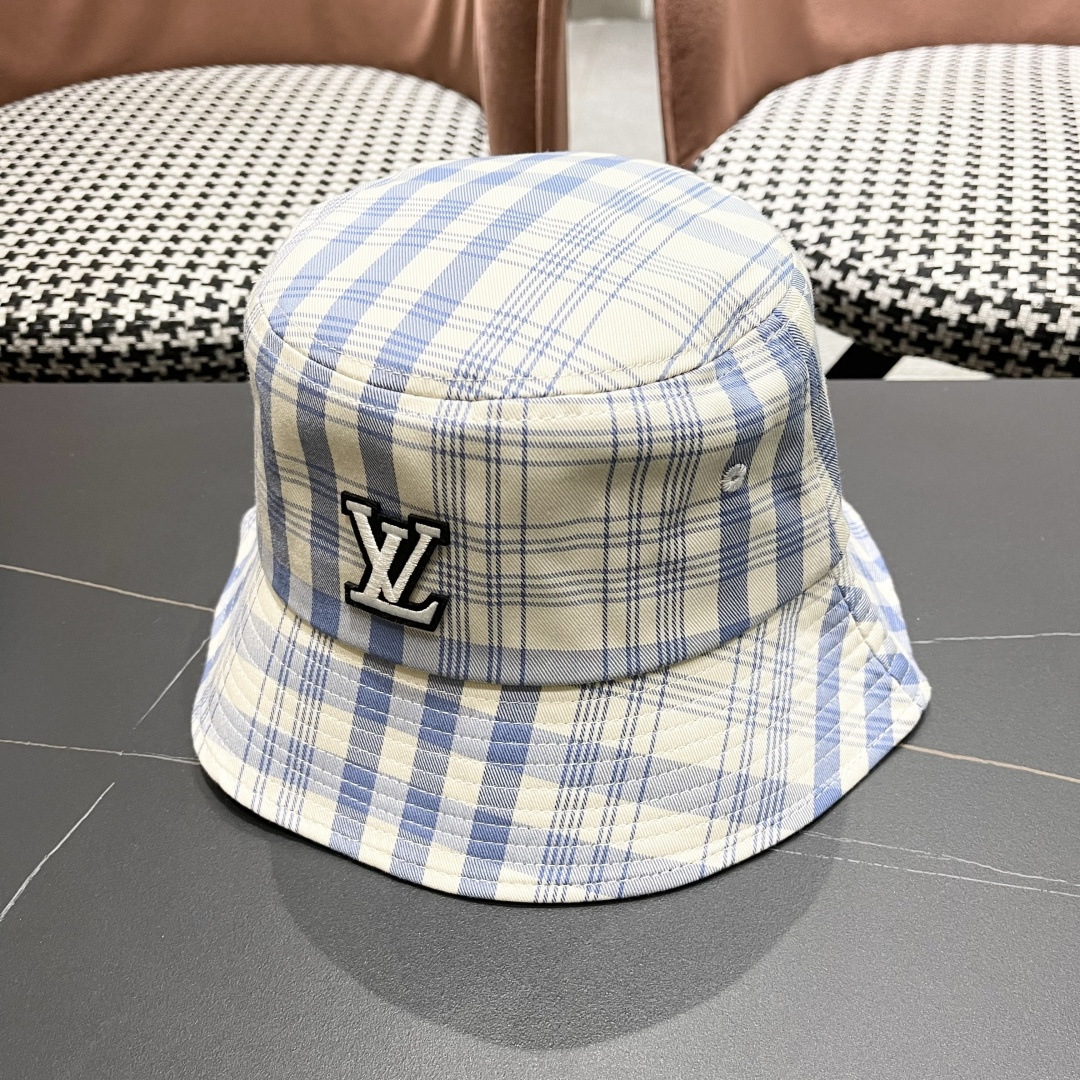  棒球帽 渔夫帽 Lv路易威登宅女同款蓝色格子棒球帽女春夏百搭
显脸小鸭舌帽休闲小清新渔夫帽