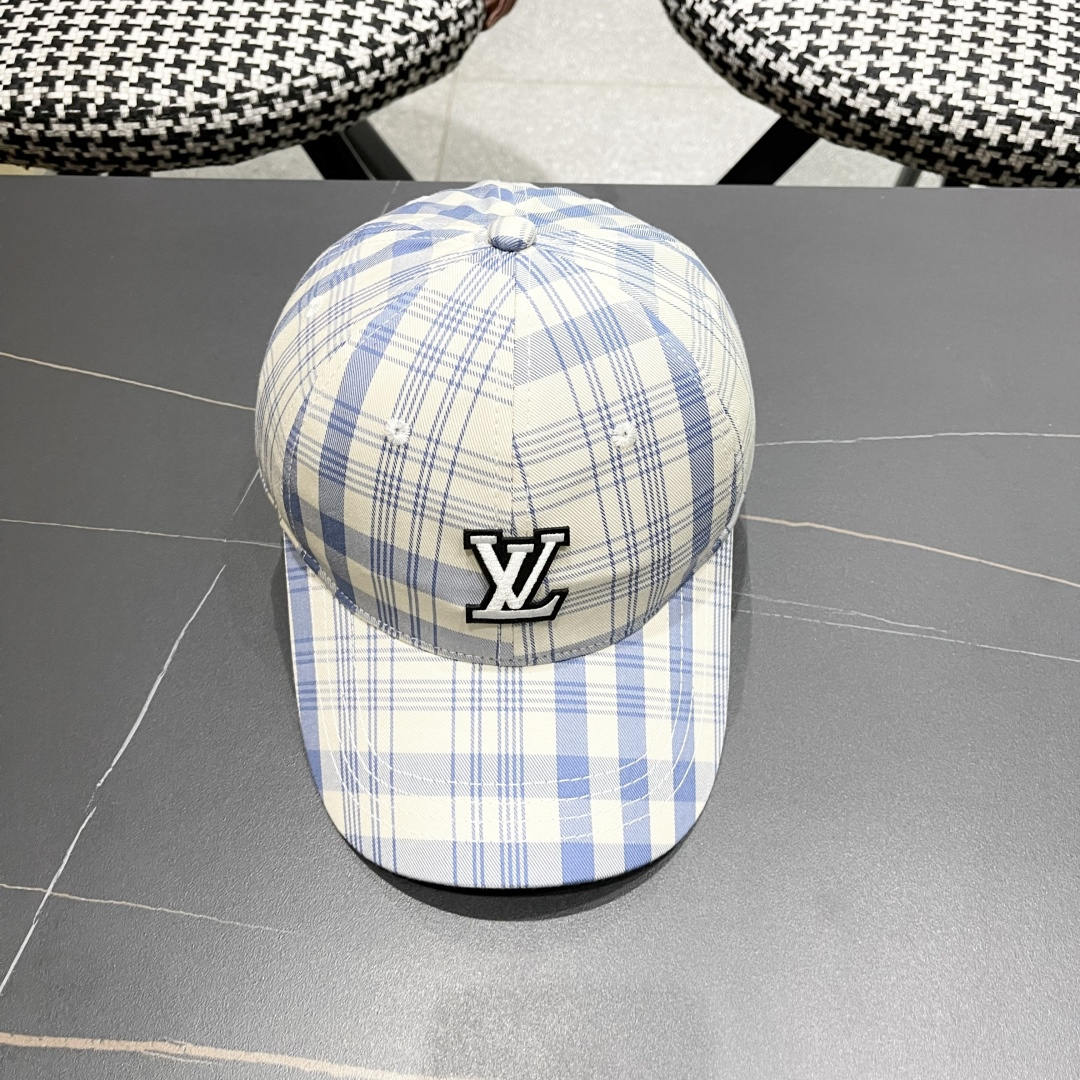  棒球帽 渔夫帽 Lv路易威登宅女同款蓝色格子棒球帽女春夏百搭
显脸小鸭舌帽休闲小清新渔夫帽