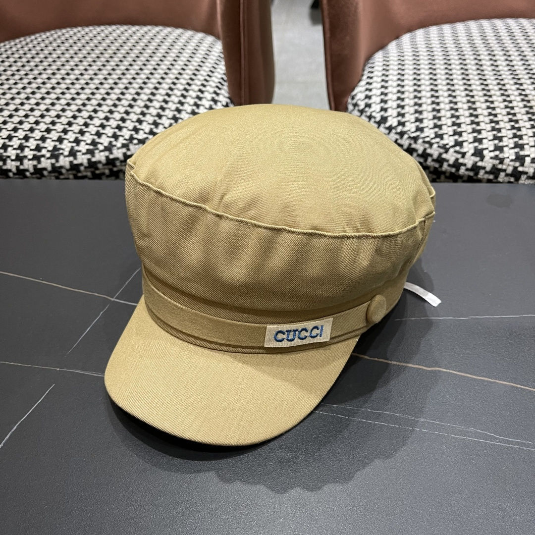  古奇 GUCCI 2025新款英伦复古海军风平顶帽子女秋冬季显
脸小画家帽百搭报童帽