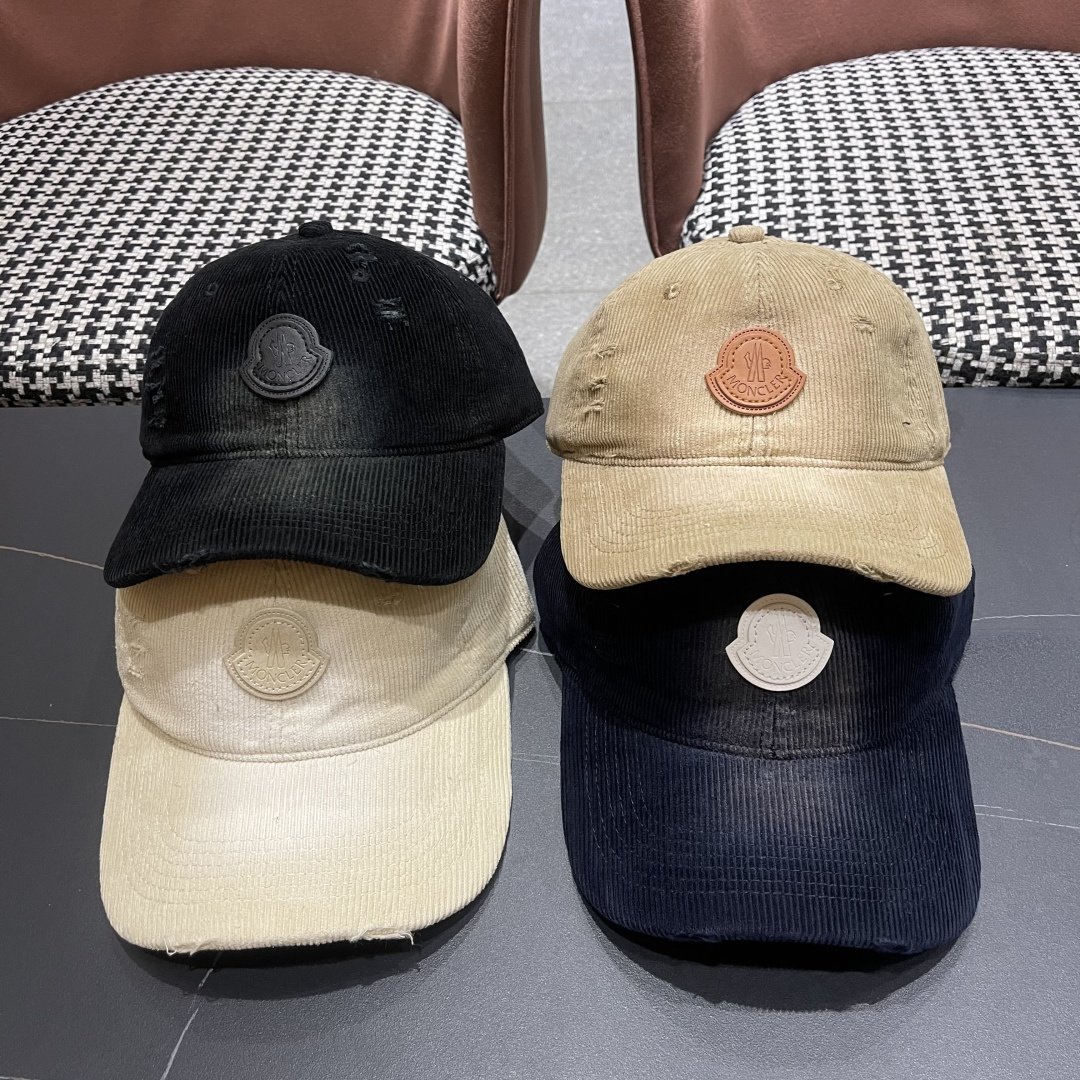  蒙口 MONCLER 帽子女潮牌韩版百搭棒球帽春夏时
尚灯芯绒鸭舌帽休闲帽男