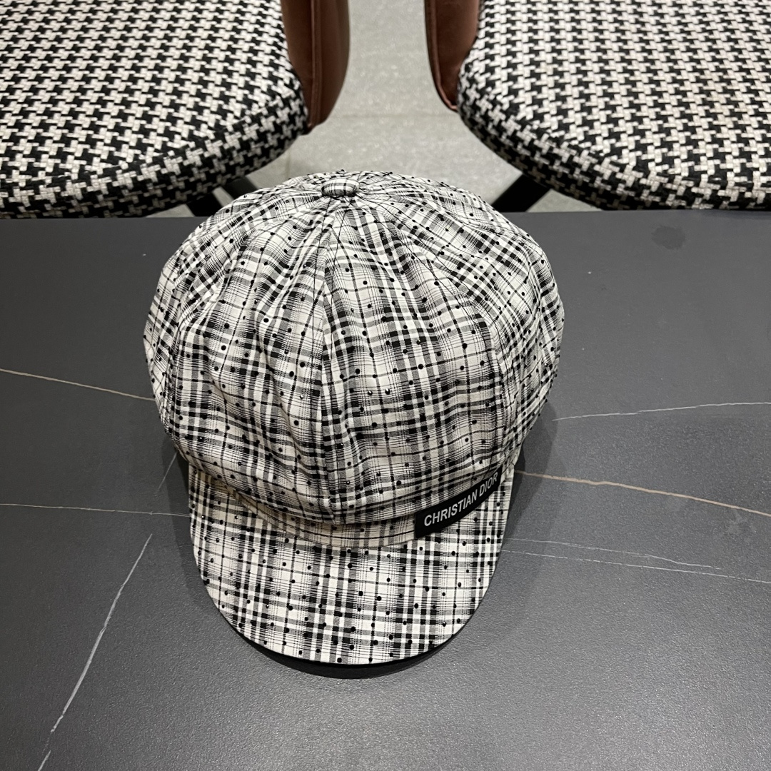  迪奥 格纹八角帽子女显脸小2025新款复古画家
报童帽百搭速千鸭舌帽