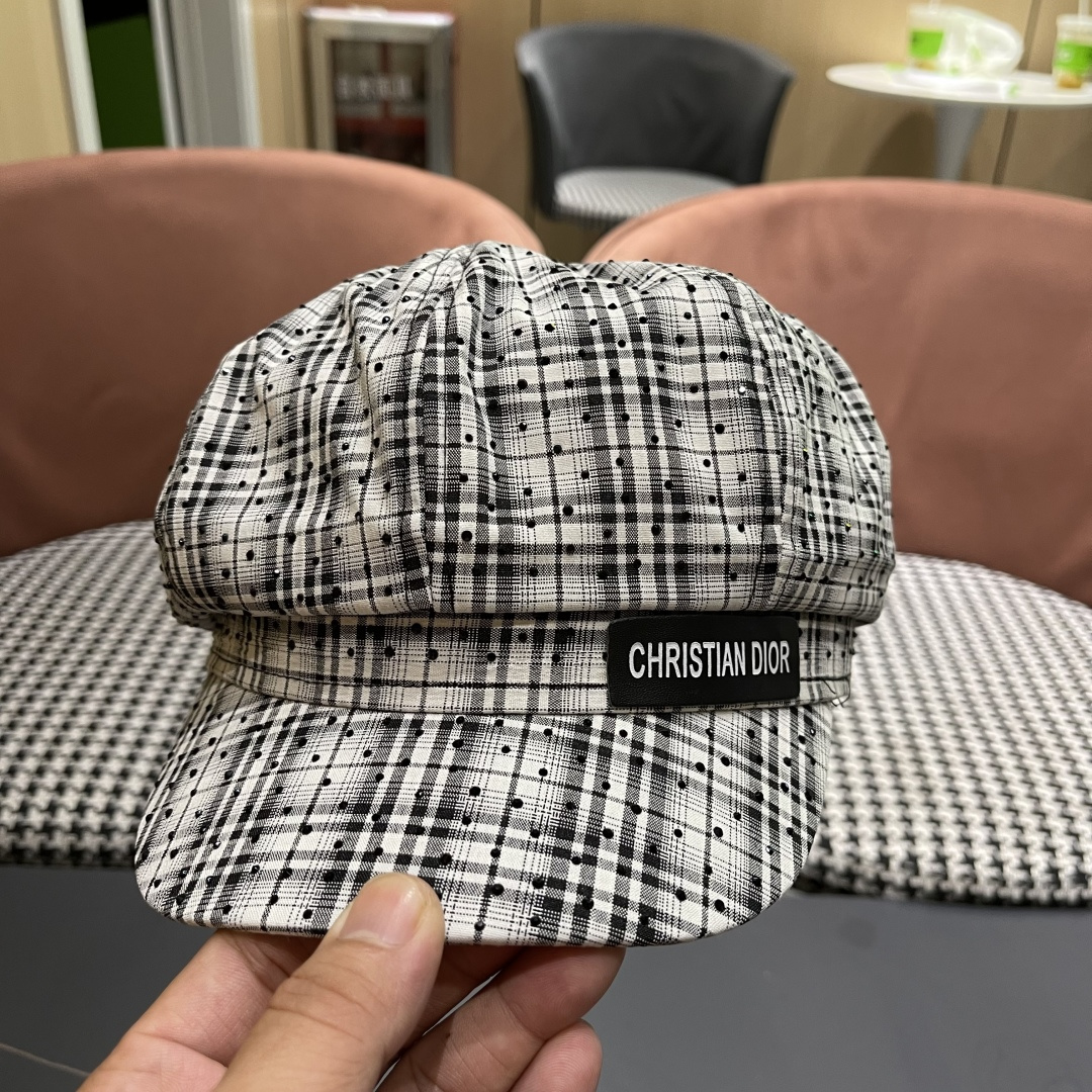  迪奥 格纹八角帽子女显脸小2025新款复古画家
报童帽百搭速千鸭舌帽