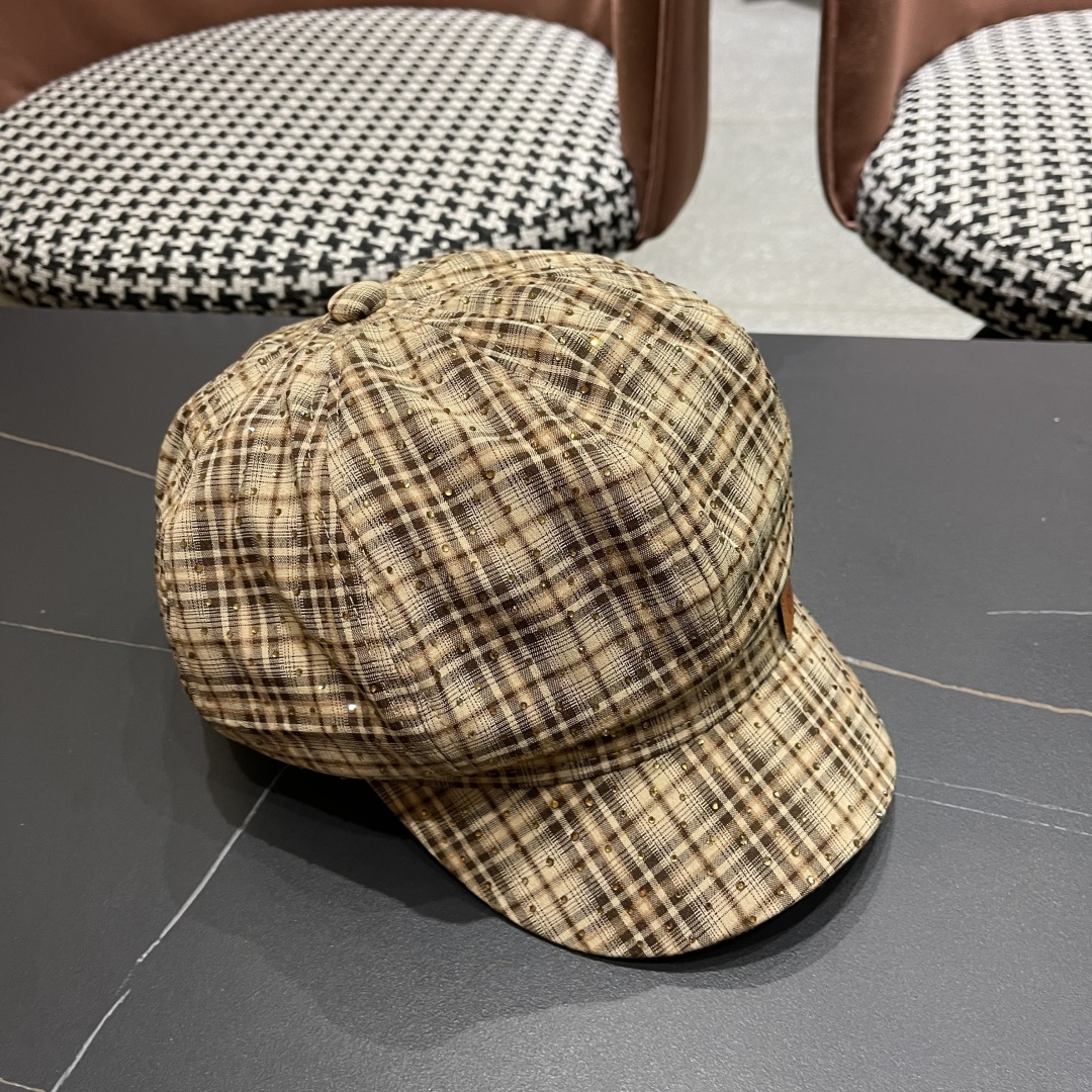  迪奥 格纹八角帽子女显脸小2025新款复古画家
报童帽百搭速千鸭舌帽