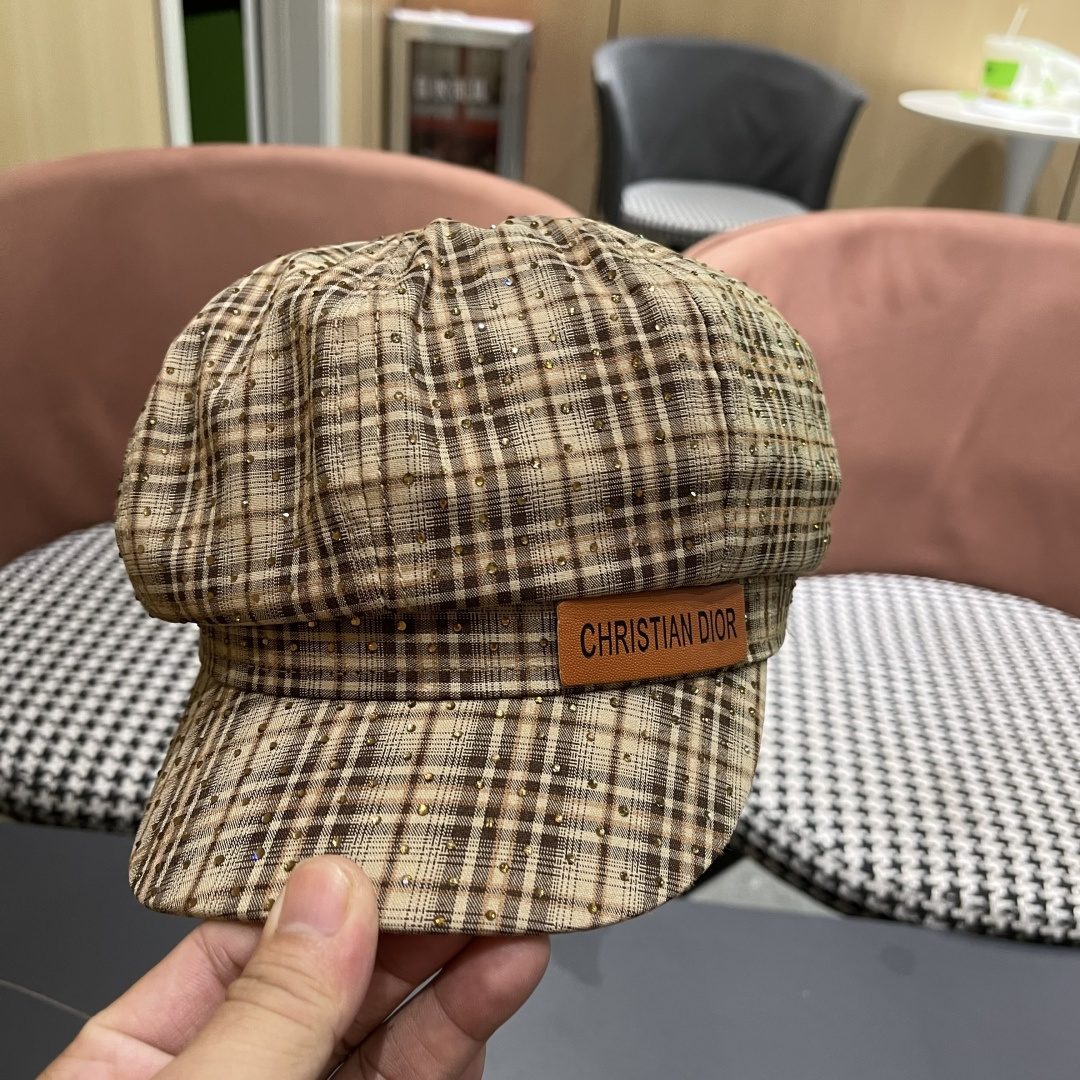  迪奥 格纹八角帽子女显脸小2025新款复古画家
报童帽百搭速千鸭舌帽