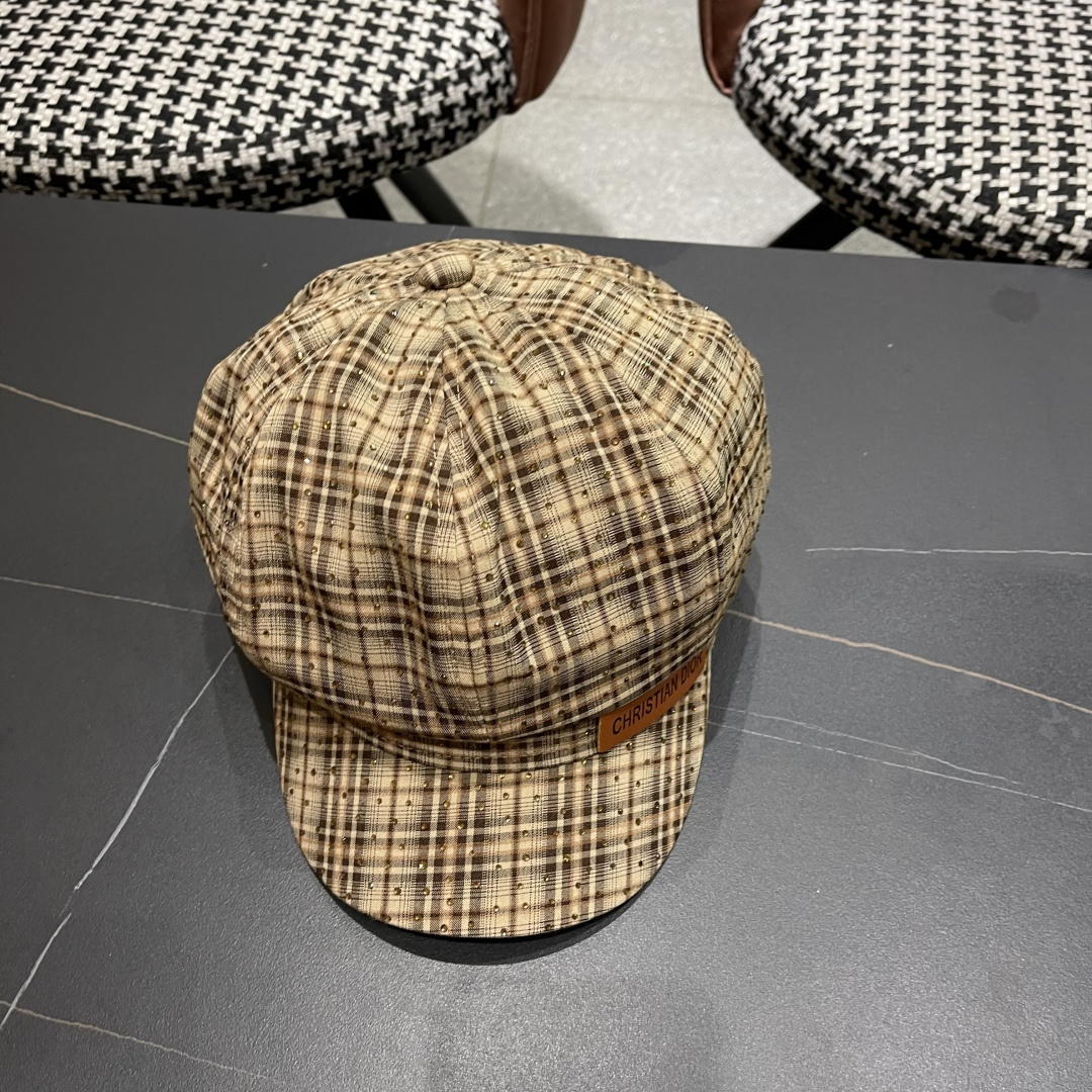  迪奥 格纹八角帽子女显脸小2025新款复古画家
报童帽百搭速千鸭舌帽