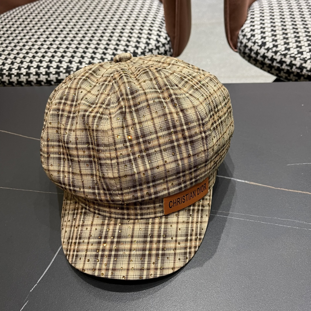  迪奥 格纹八角帽子女显脸小2025新款复古画家
报童帽百搭速千鸭舌帽