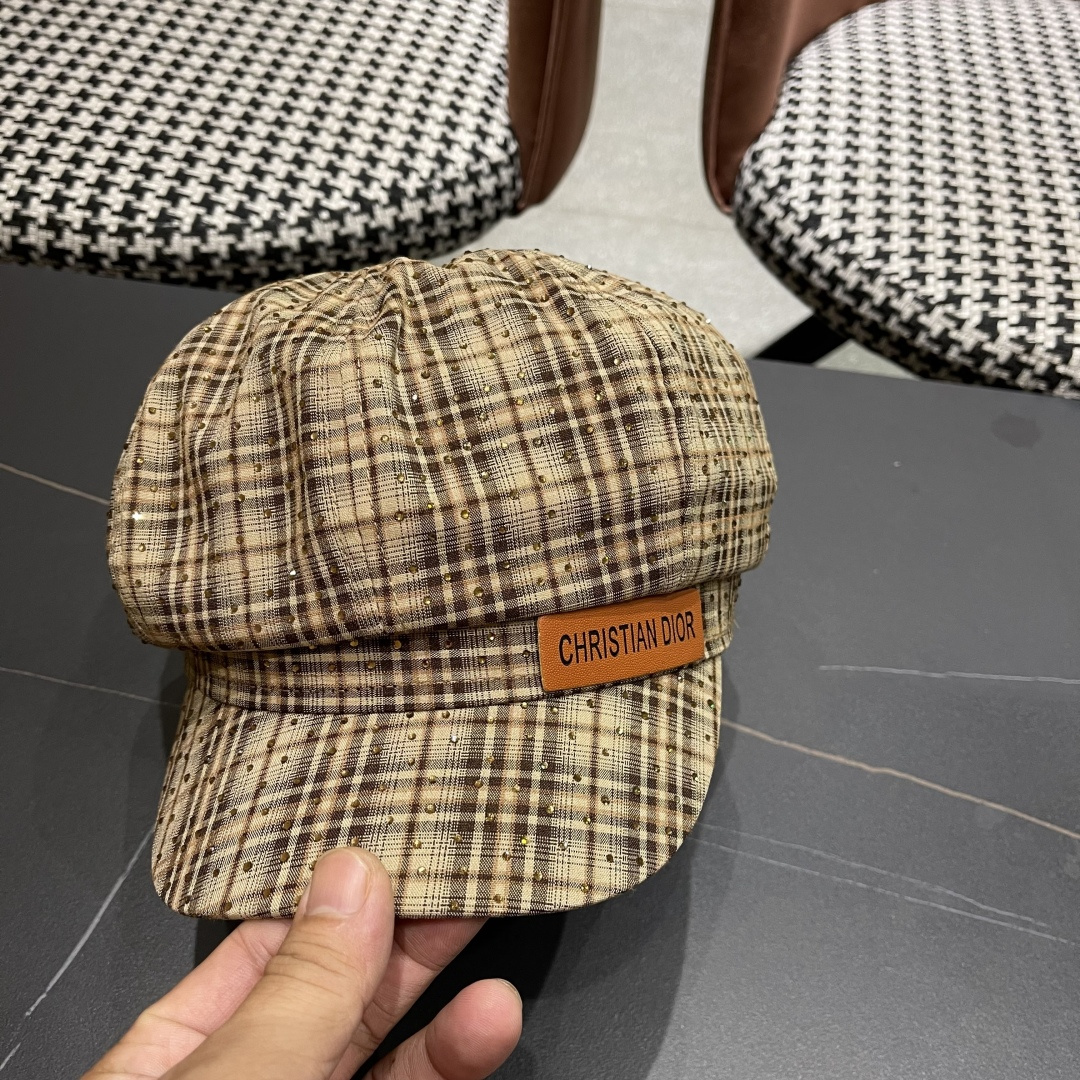  迪奥 格纹八角帽子女显脸小2025新款复古画家
报童帽百搭速千鸭舌帽