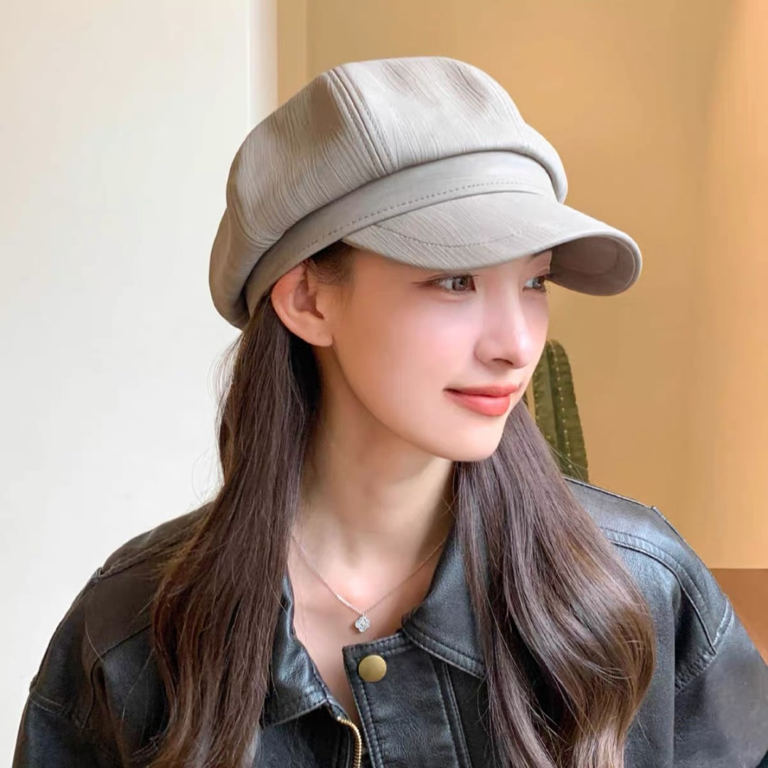  普拉达 PRADA 日系复吉皮质纹理八角帽子女春秋季
英伦风贝雷帽百搭休闲报童帽潮