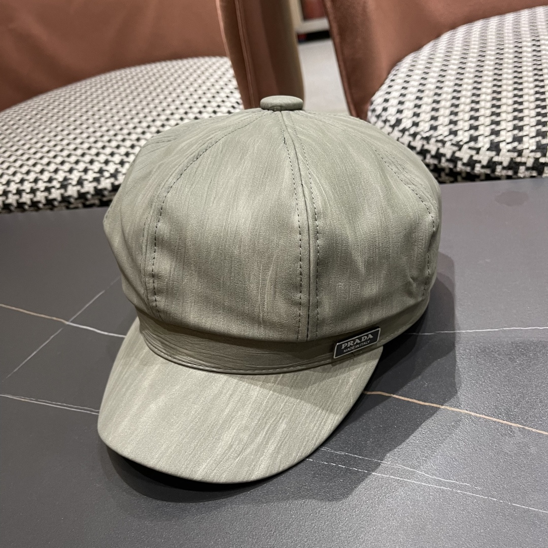  普拉达 PRADA 日系复吉皮质纹理八角帽子女春秋季
英伦风贝雷帽百搭休闲报童帽潮