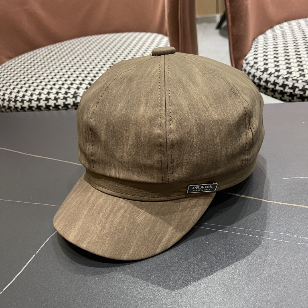  普拉达 PRADA 日系复吉皮质纹理八角帽子女春秋季
英伦风贝雷帽百搭休闲报童帽潮