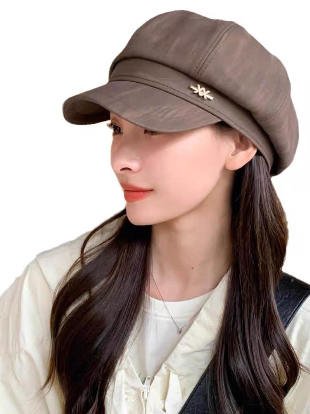  普拉达 PRADA 日系复吉皮质纹理八角帽子女春秋季
英伦风贝雷帽百搭休闲报童帽潮