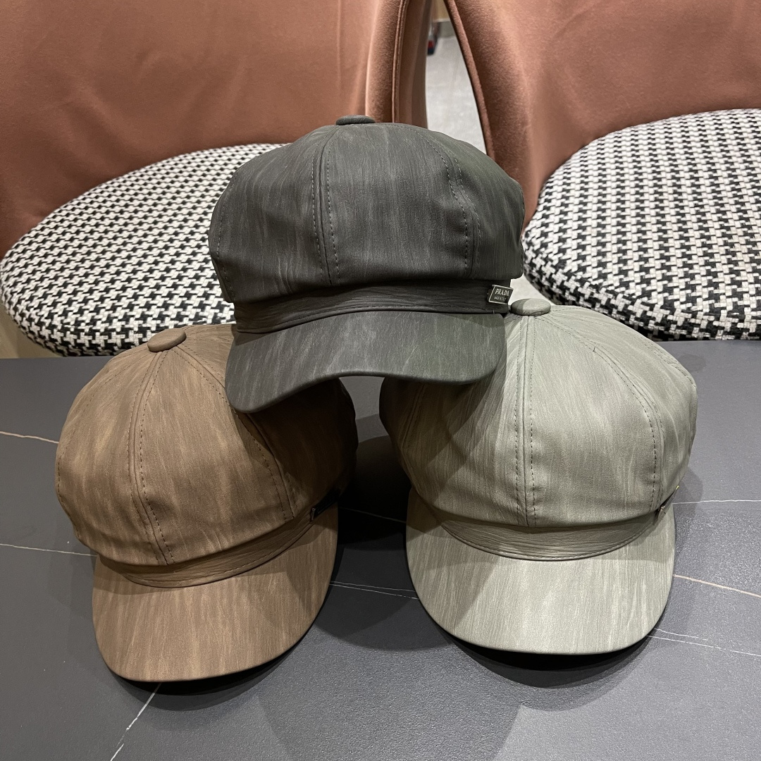  普拉达 PRADA 日系复吉皮质纹理八角帽子女春秋季
英伦风贝雷帽百搭休闲报童帽潮