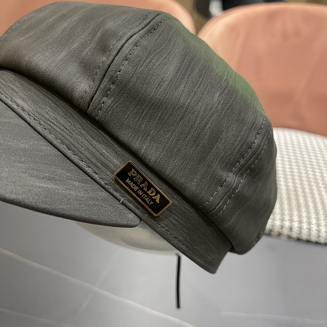  普拉达 PRADA 日系复吉皮质纹理八角帽子女春秋季
英伦风贝雷帽百搭休闲报童帽潮