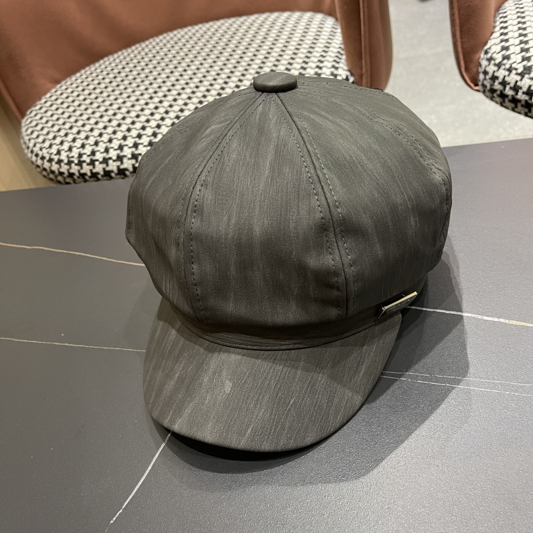  普拉达 PRADA 日系复吉皮质纹理八角帽子女春秋季
英伦风贝雷帽百搭休闲报童帽潮