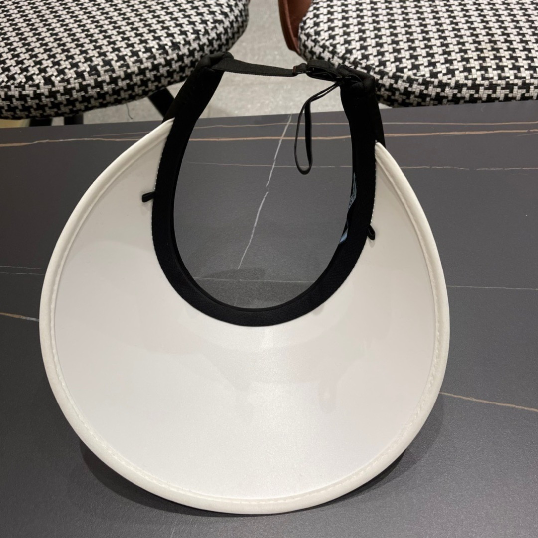  普拉达Prada韩版小香风防晒帽子女款2025新款夏季户外逛街遮阳防紫外线空顶帽