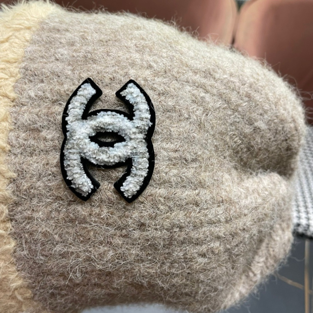  Chanel 香奈儿2025冬款针织毛线渔夫帽女秋冬季保暖显脸小护耳毛线帽针织渔夫帽