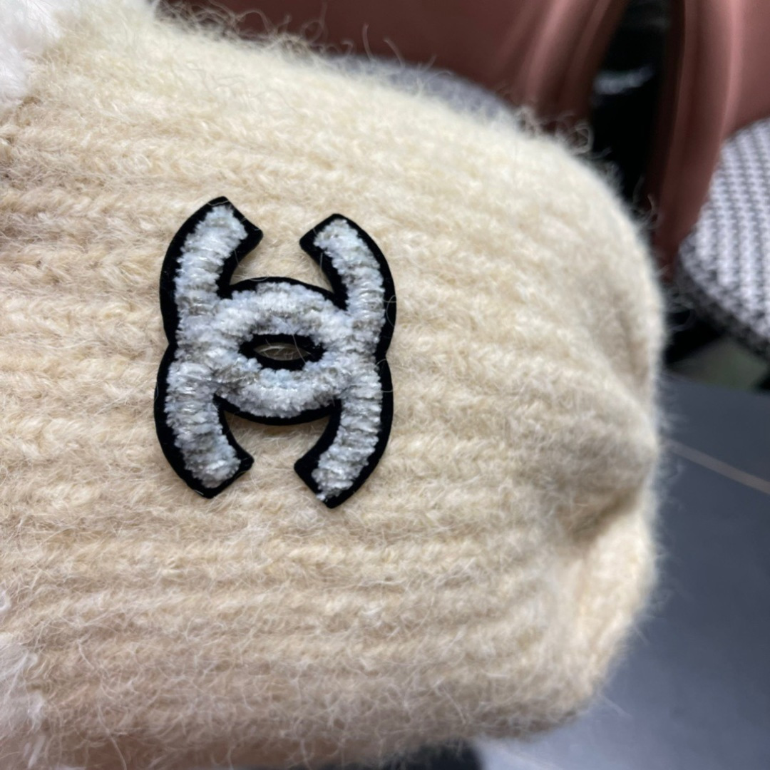  Chanel 香奈儿2025冬款针织毛线渔夫帽女秋冬季保暖显脸小护耳毛线帽针织渔夫帽