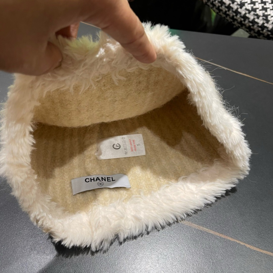  Chanel 香奈儿2025冬款针织毛线渔夫帽女秋冬季保暖显脸小护耳毛线帽针织渔夫帽