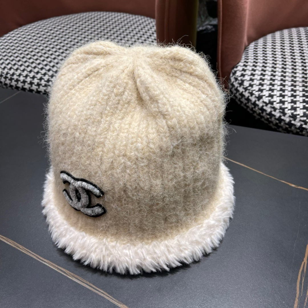  Chanel 香奈儿2025冬款针织毛线渔夫帽女秋冬季保暖显脸小护耳毛线帽针织渔夫帽