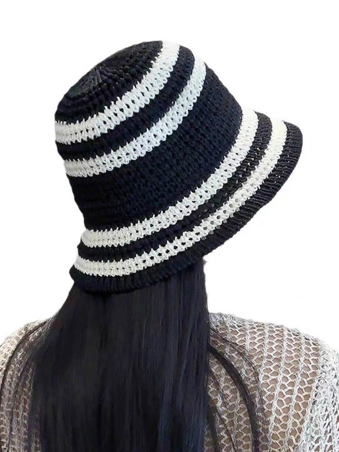  Burberry巴宝莉新款猫条纹草编镂空渔夫帽女2025夏季韩版透气遮脸防晒帽春夏出游盆帽