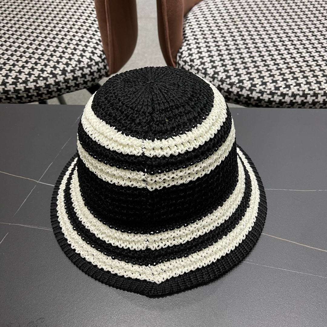  Burberry巴宝莉新款猫条纹草编镂空渔夫帽女2025夏季韩版透气遮脸防晒帽春夏出游盆帽