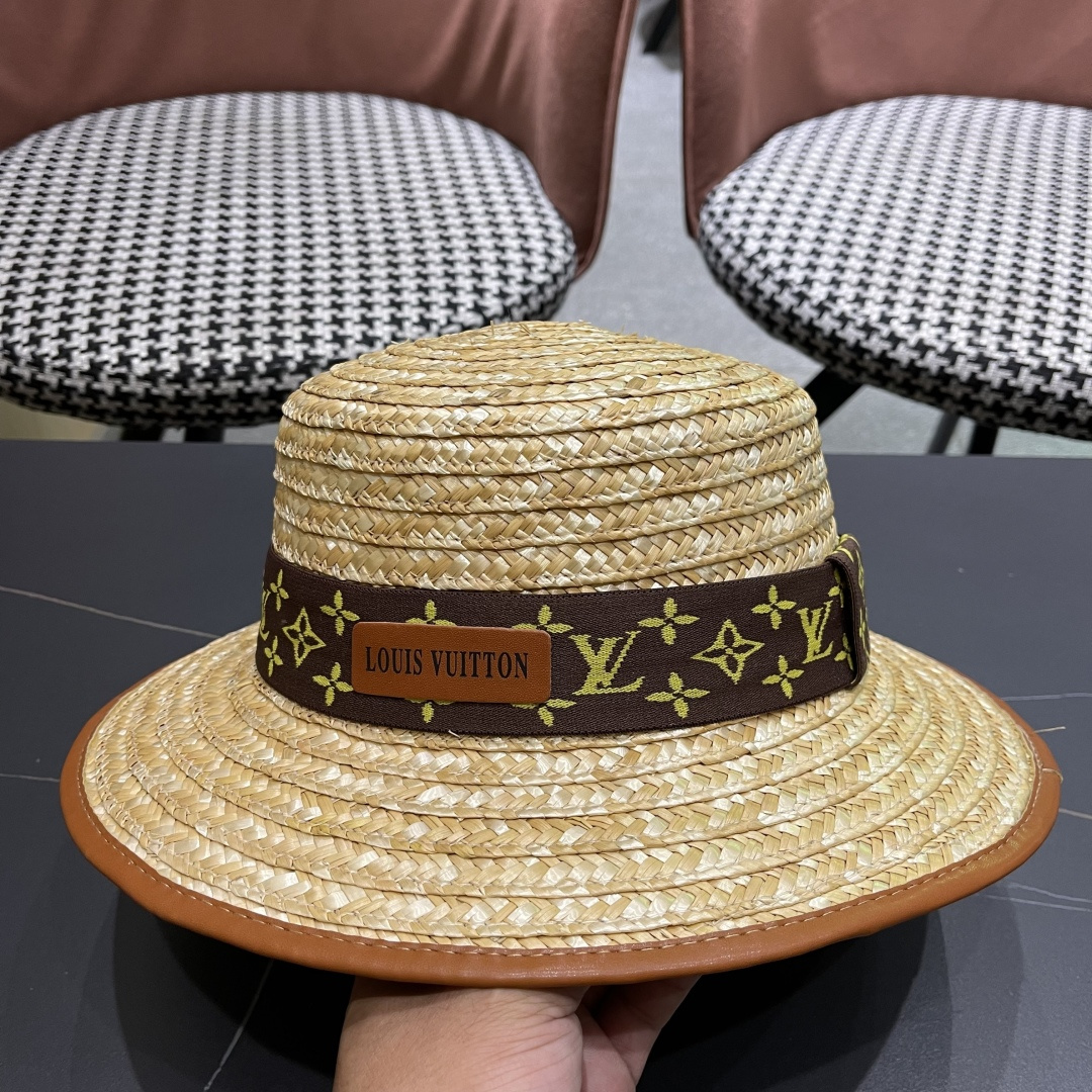 【LV路易威登】2025新款沙滩麦杆遮阳度假风草帽，旅行必备，赶紧入手！