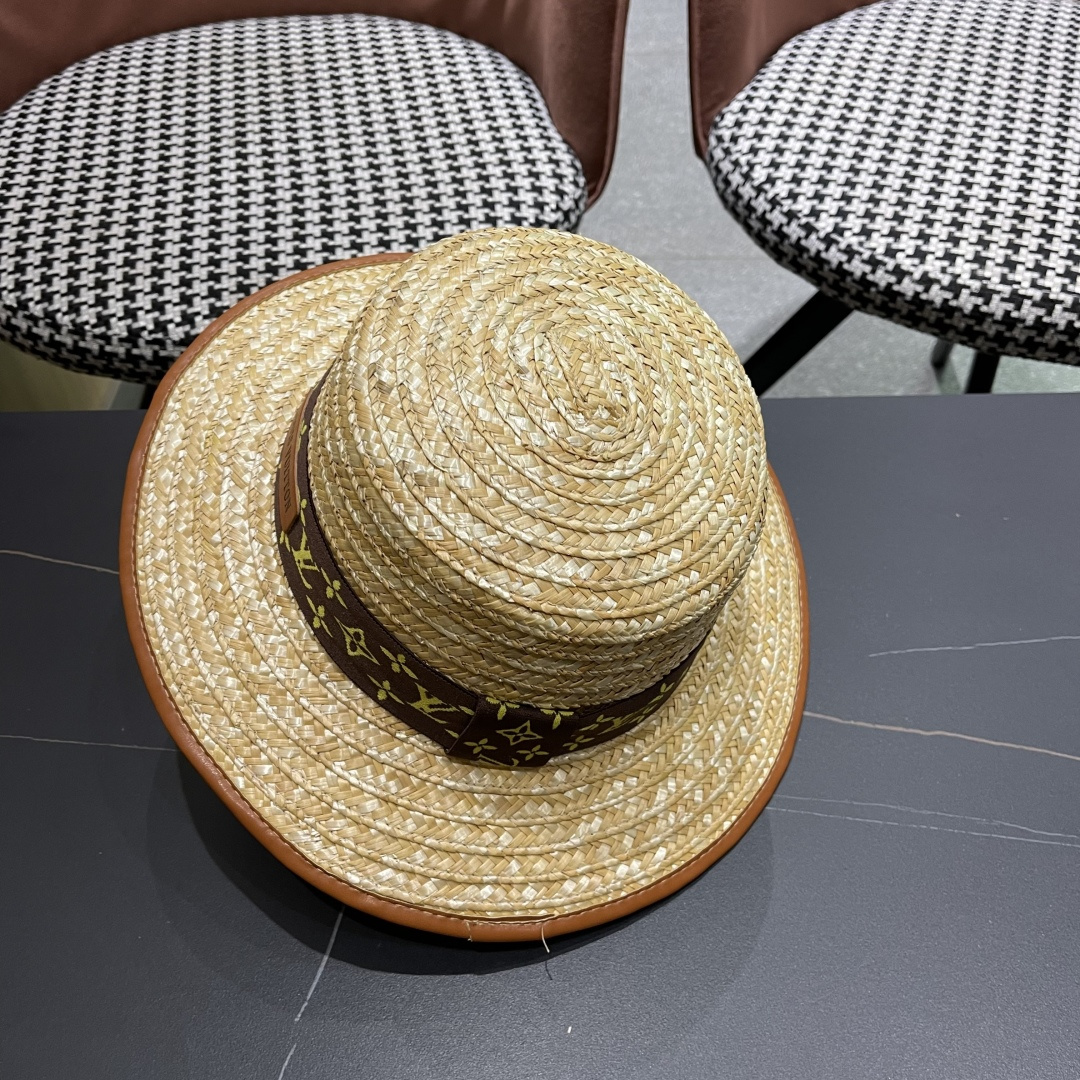 【LV路易威登】2025新款沙滩麦杆遮阳度假风草帽，旅行必备，赶紧入手！