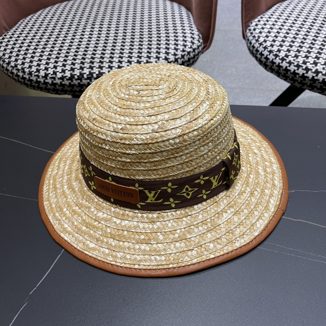 【LV路易威登】2025新款沙滩麦杆遮阳度假风草帽，旅行必备，赶紧入手！