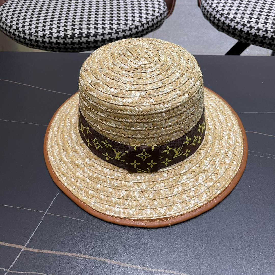 【LV路易威登】2025新款沙滩麦杆遮阳度假风草帽，旅行必备，赶紧入手！