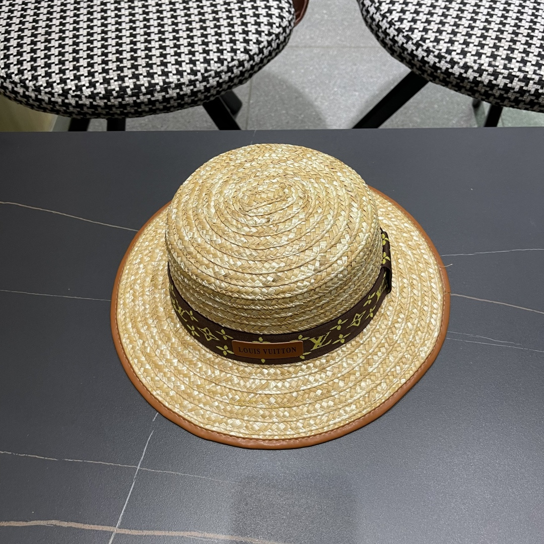 【LV路易威登】2025新款沙滩麦杆遮阳度假风草帽，旅行必备，赶紧入手！