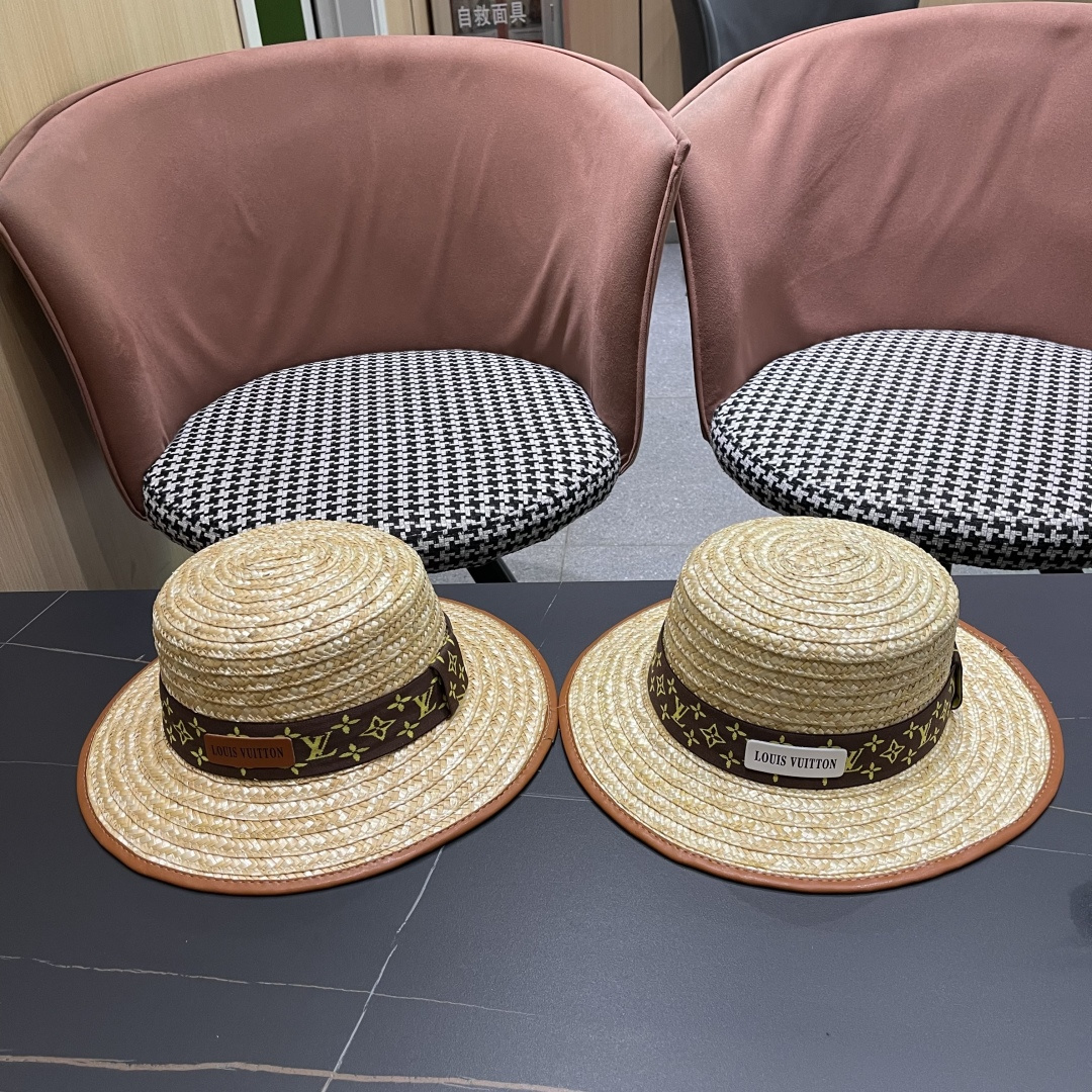【LV路易威登】2025新款沙滩麦杆遮阳度假风草帽，旅行必备，赶紧入手！