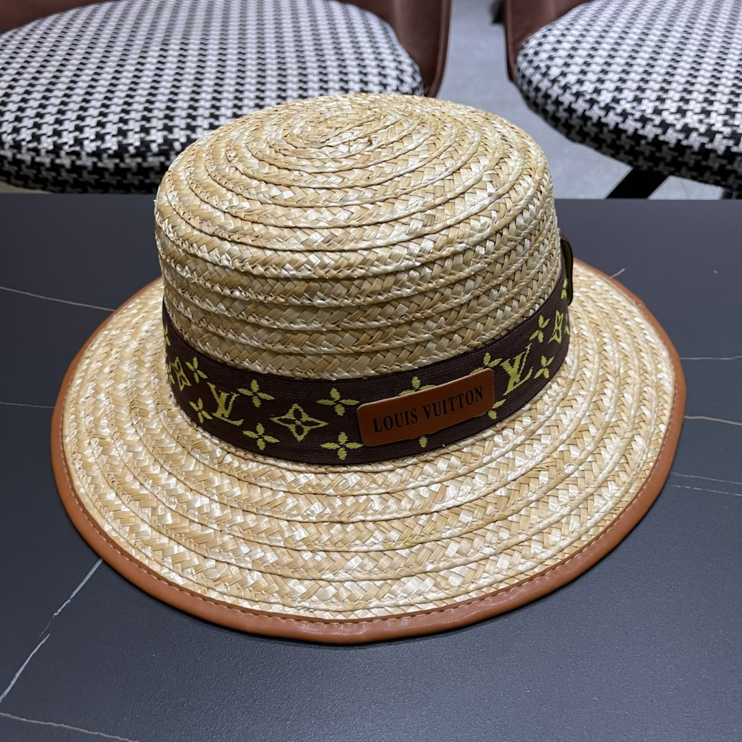 【LV路易威登】2025新款沙滩麦杆遮阳度假风草帽，旅行必备，赶紧入手！
