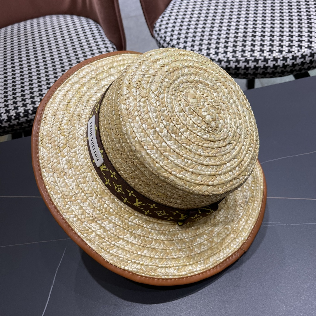【LV路易威登】2025新款沙滩麦杆遮阳度假风草帽，旅行必备，赶紧入手！