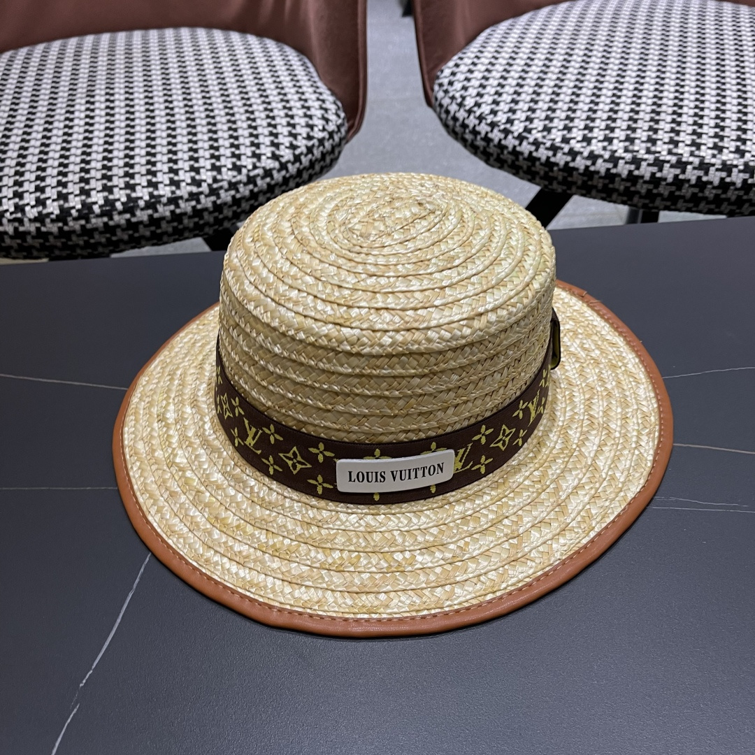 【LV路易威登】2025新款沙滩麦杆遮阳度假风草帽，旅行必备，赶紧入手！