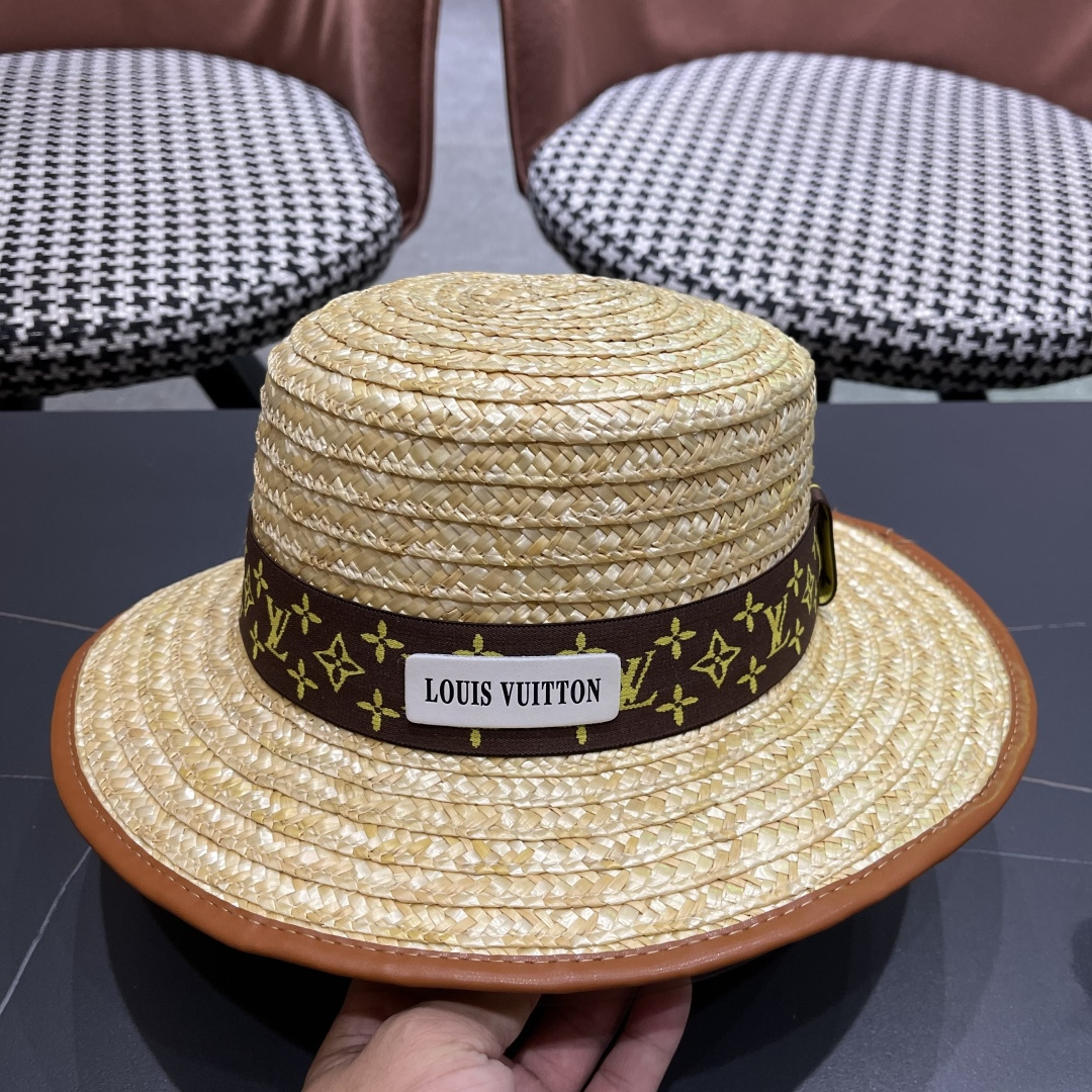 【LV路易威登】2025新款沙滩麦杆遮阳度假风草帽，旅行必备，赶紧入手！
