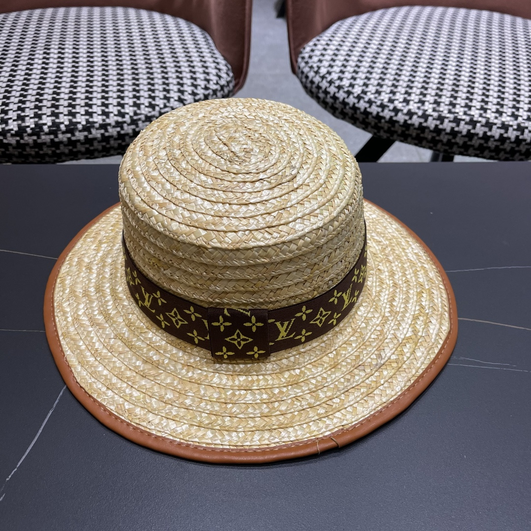 【LV路易威登】2025新款沙滩麦杆遮阳度假风草帽，旅行必备，赶紧入手！